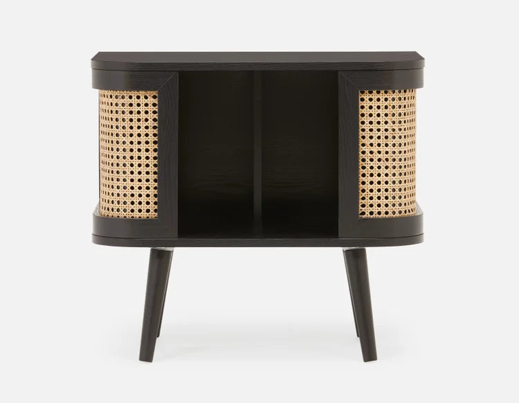 Solid Wood Side Table in Rattan Design