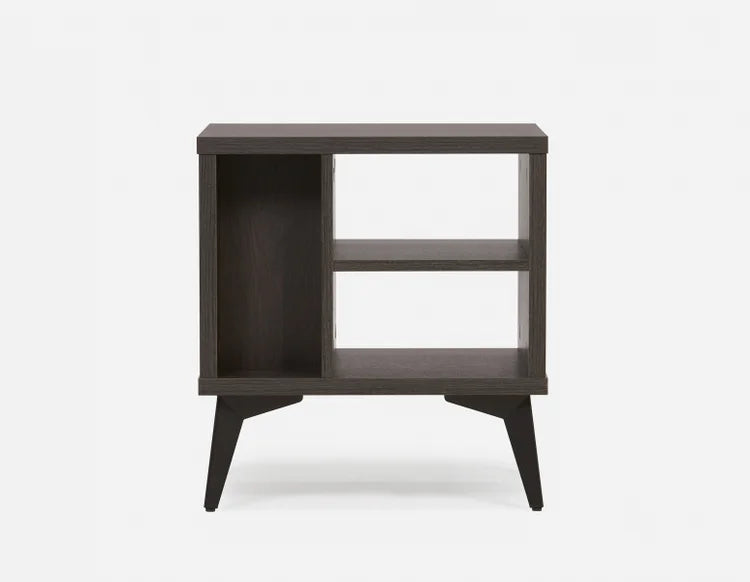 Solid Wood End Table with Open Shelving