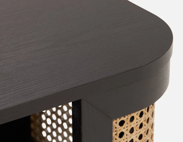 Solid Wood Side Table in Rattan Design