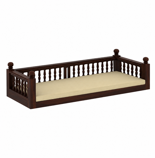 Wooden Hanging Swing Bed with Mattress & Rope – Walnut Brown