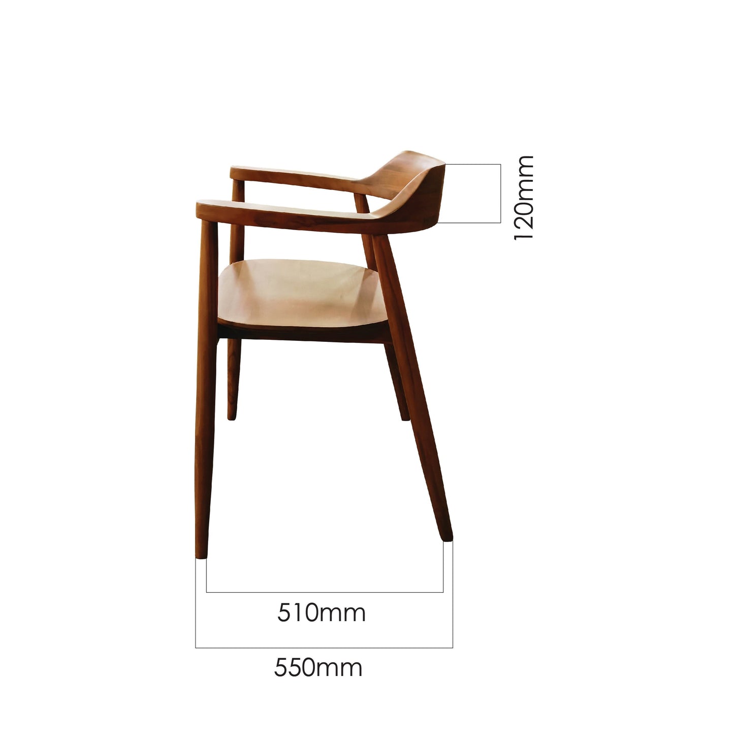 Solid Wood Dining Chair with Armrest