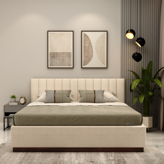 Queen Size Upholstered Bed with Cushioned Headboard