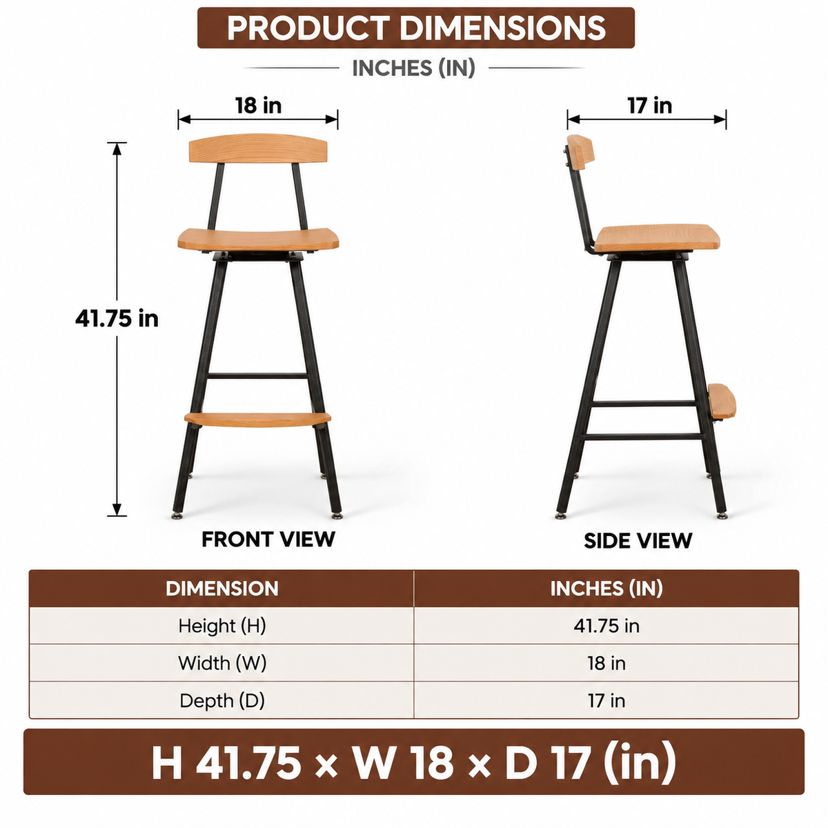 Solid Wood Bar Stool with Iron Leg for Bar Furniture