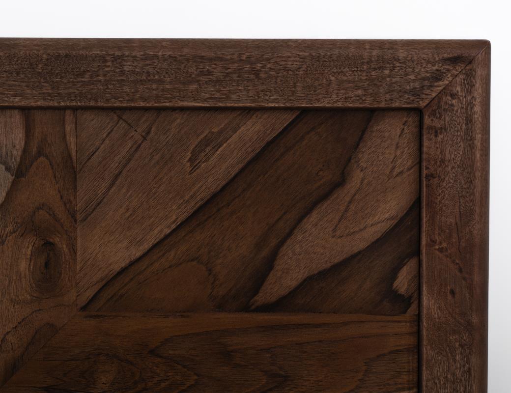 Solid Wood King Bed with Storage Bench in Rustic Teak Finish