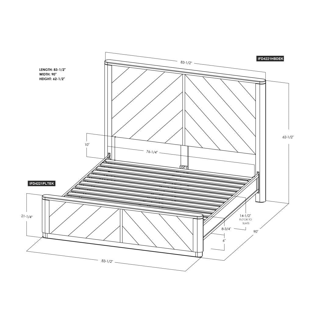 Wooden King Bed with Herringbone Wood Design