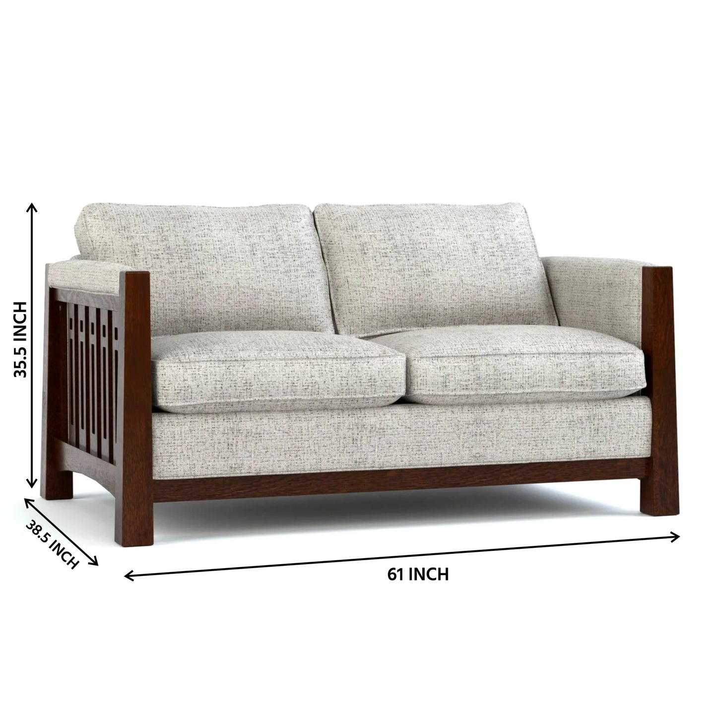 Wooden Upholstery 2-Seater Sofa Set for Living Room