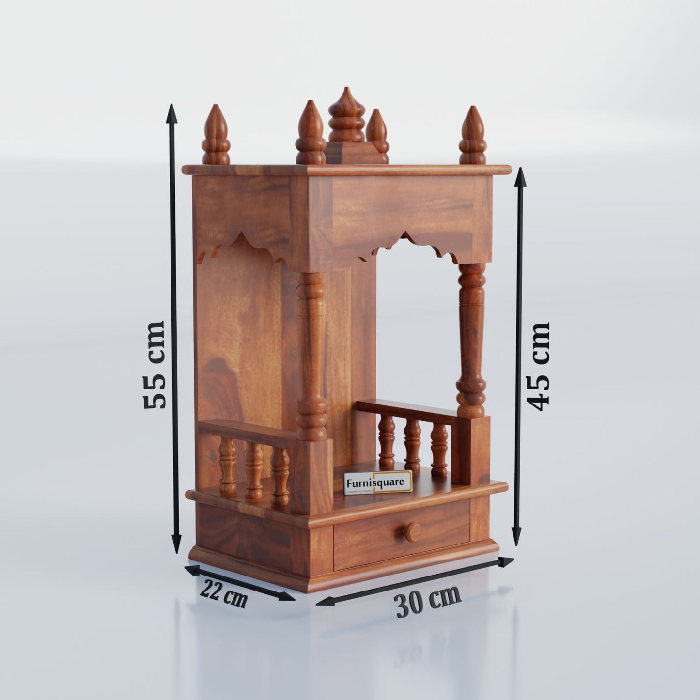 Solid Wood Handcrafted Puja Mandir with Traditional Design