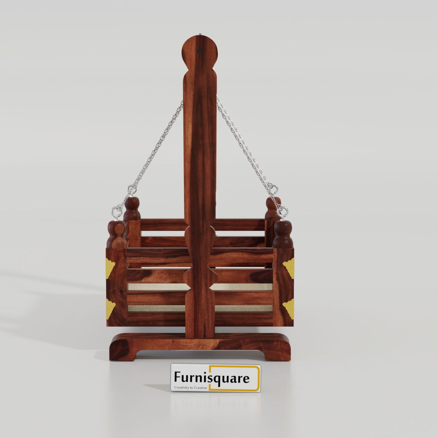 Wooden Jhula for Small Baby in Walnut Finish