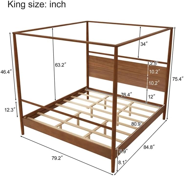 Solid Wood Poster Bed for Bedroom