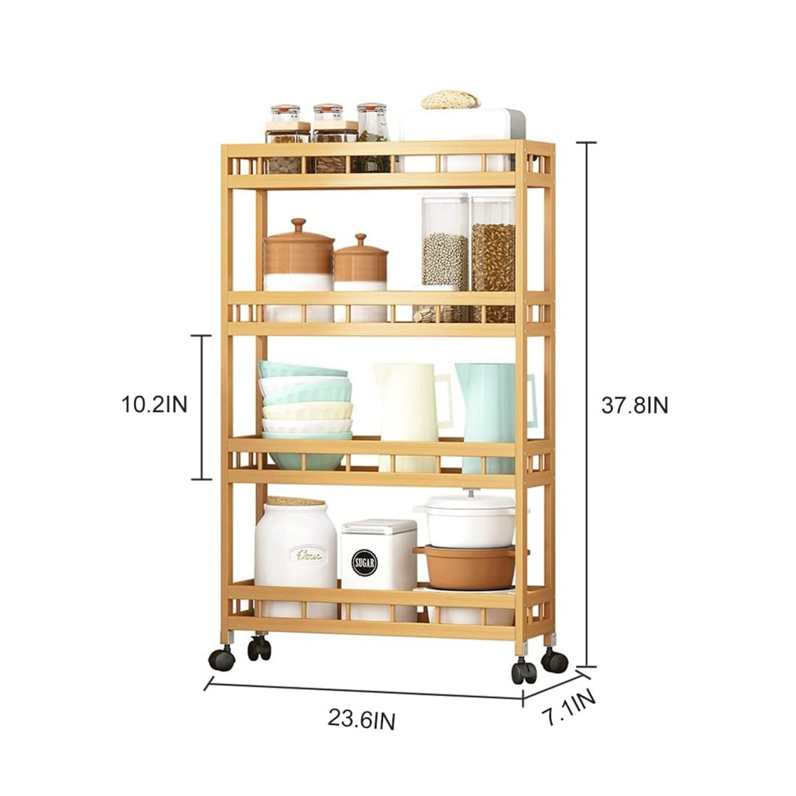 Solid Wood Rolling Bar Trolley