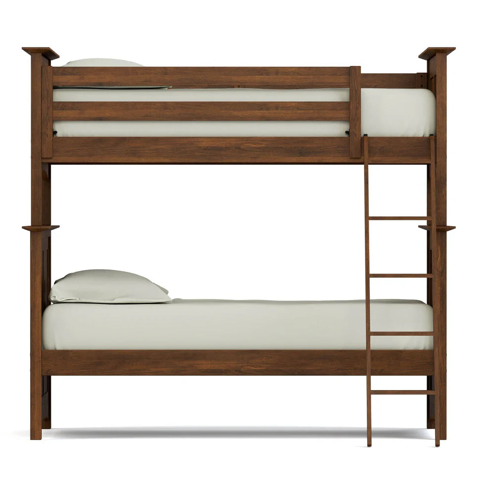 Wooden Bunk Bed with Angled Ladder