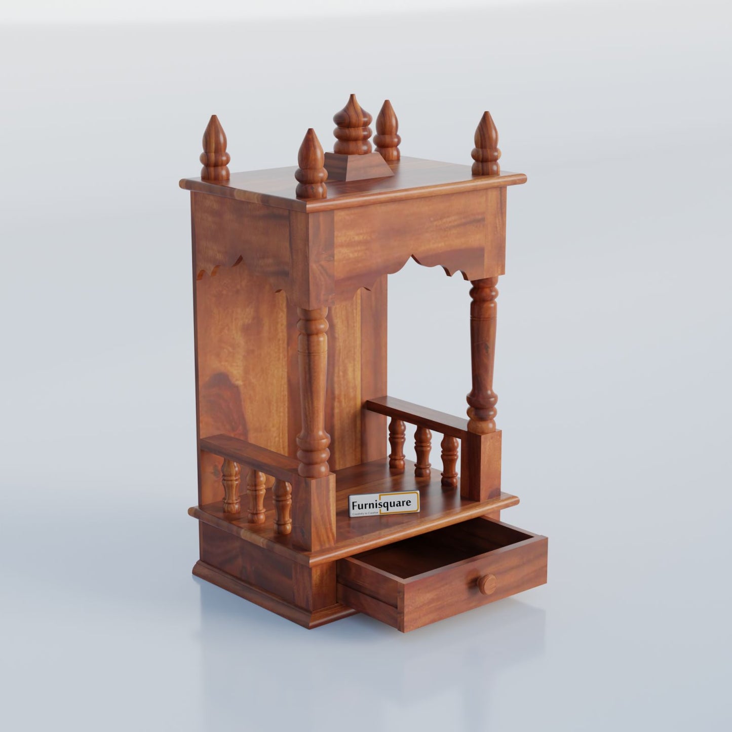Solid Wood Handcrafted Puja Mandir with Traditional Design