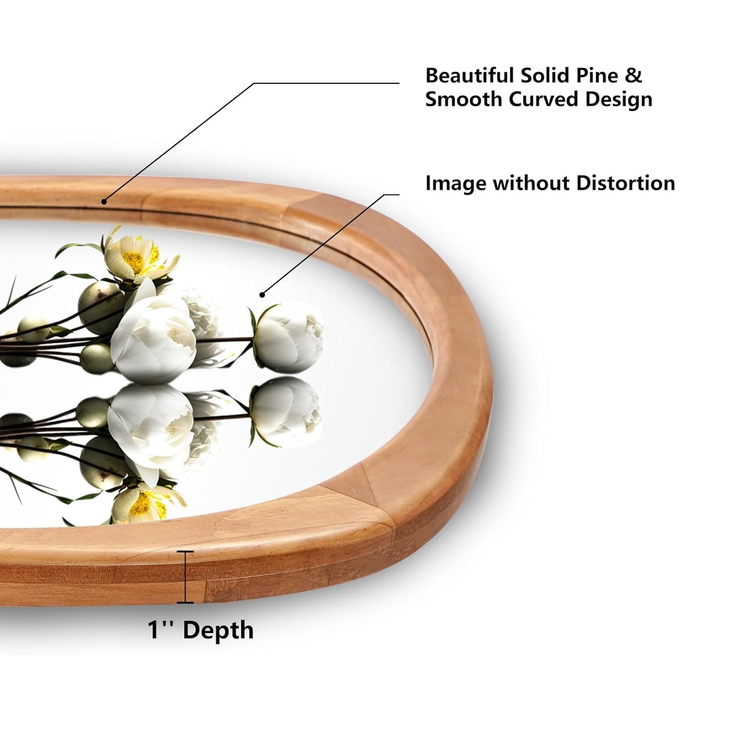 Wooden Wall Mirror in Asymmetrical Organic-Shaped