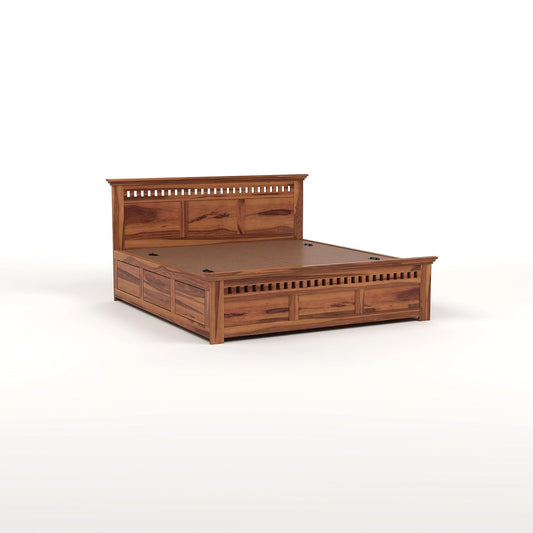 KUBER Sheesham Wood Queen Size Bed with Storage Box