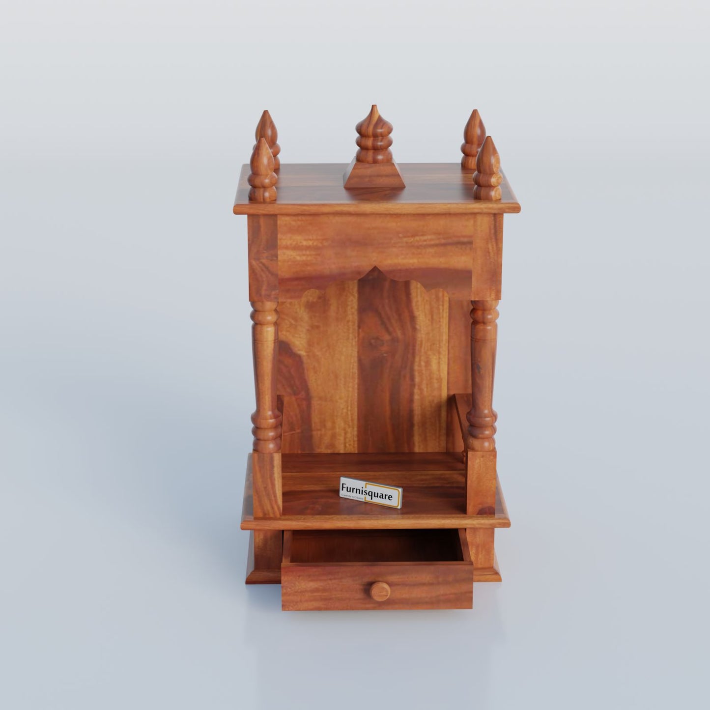 Solid Wood Handcrafted Puja Mandir with Traditional Design
