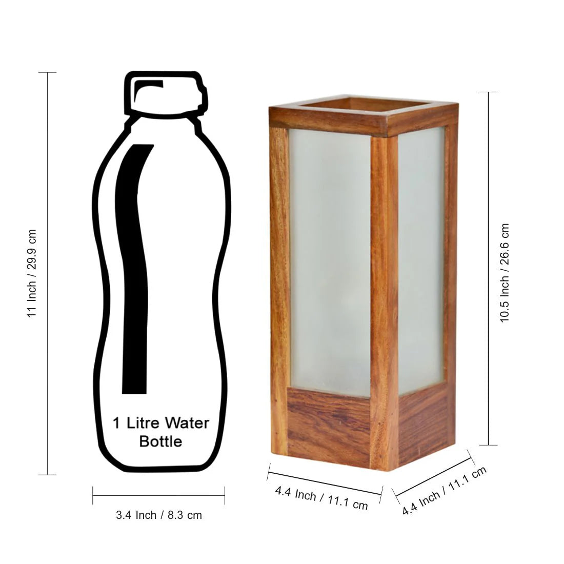Sheesham Wood Frosted Glass Table Lamp