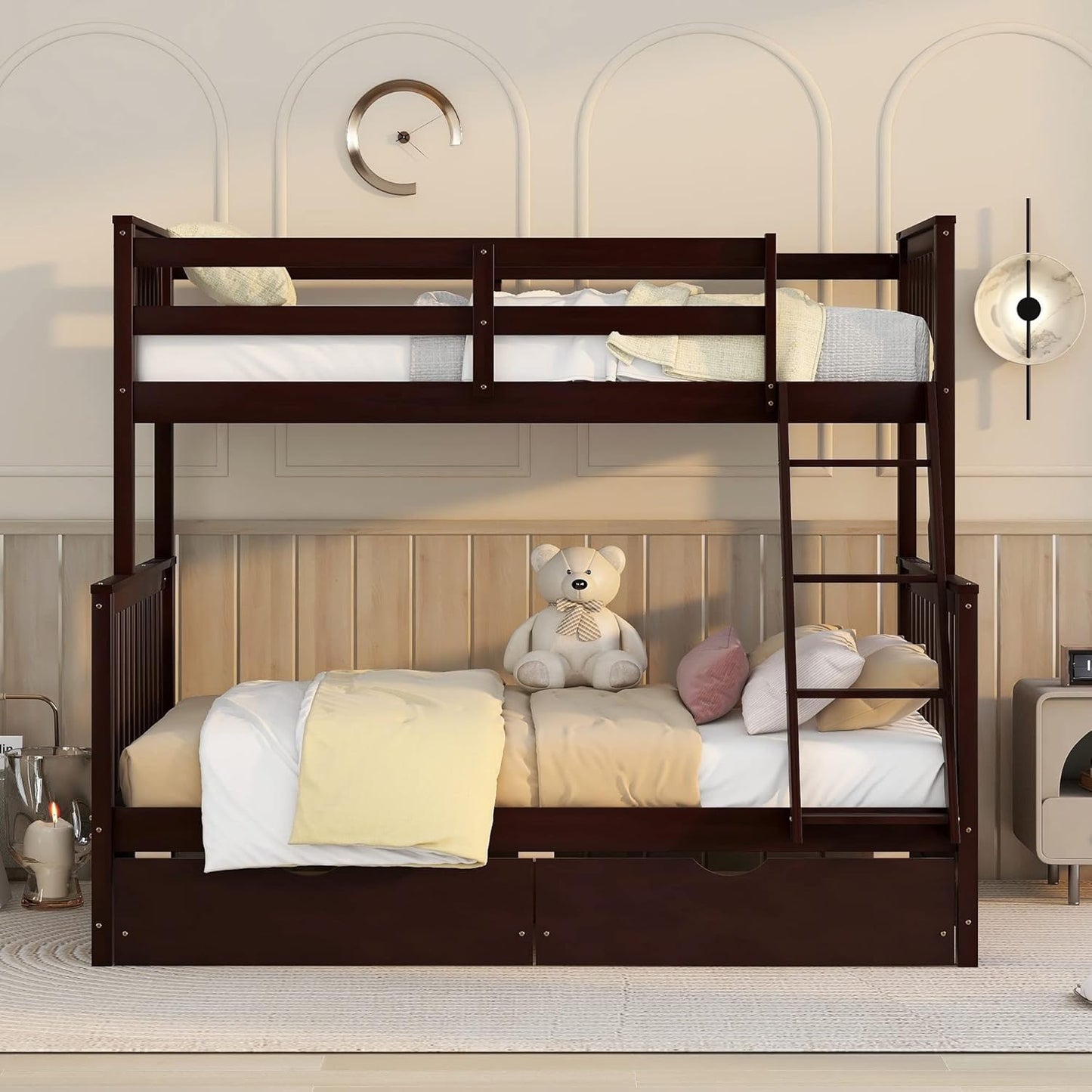 Wooden Bunk Bed with Storage Drawers