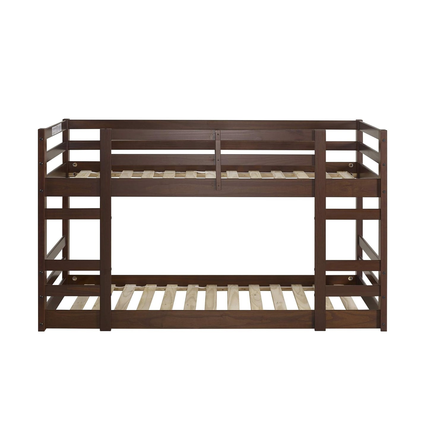 Solid Wood Twin Over Twin Bunk Bed with Angled Ladder