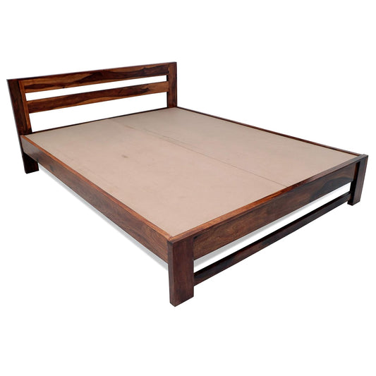 Solid Sheesham Wood King Size Bed for Bedroom | Wooden Double Bed Cot Bed Without Storage for Home & Hotels | Rosewood, Natural Finish