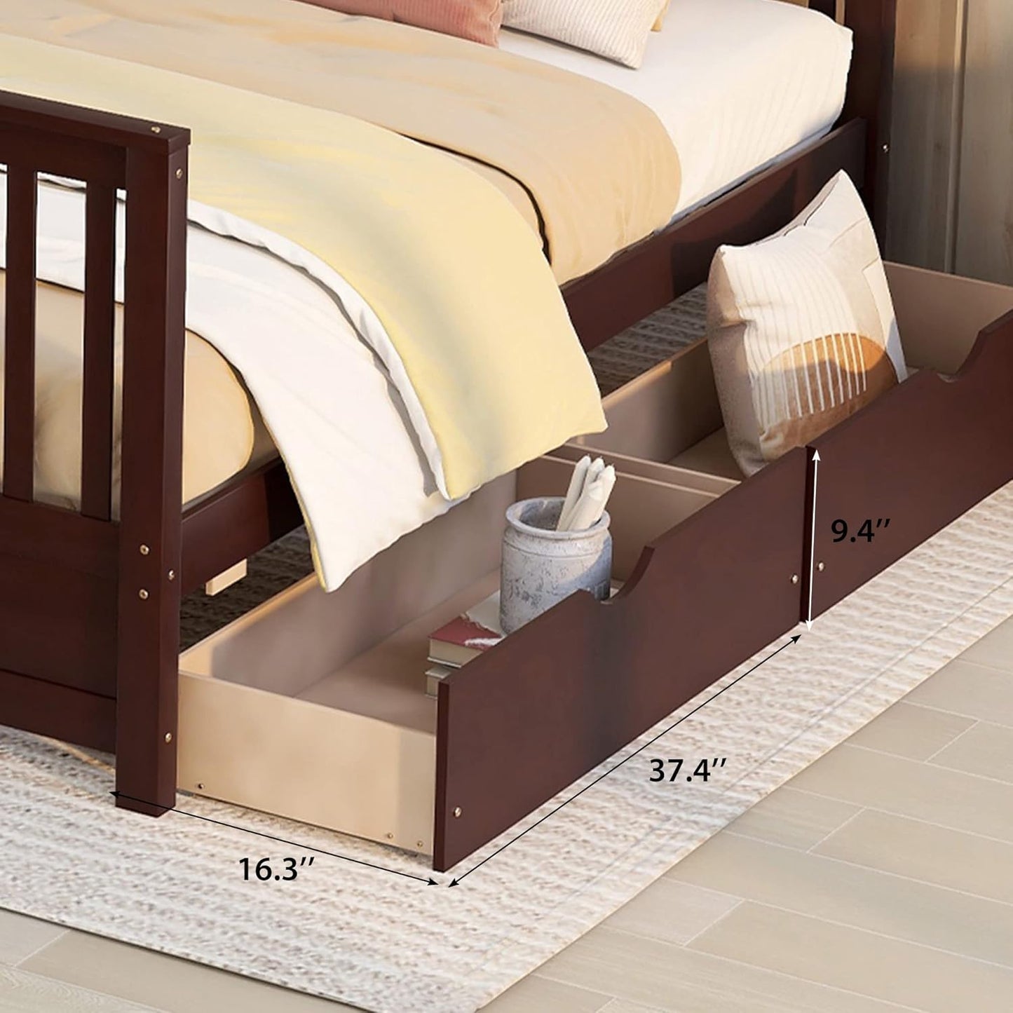Wooden Bunk Bed with Storage Drawers