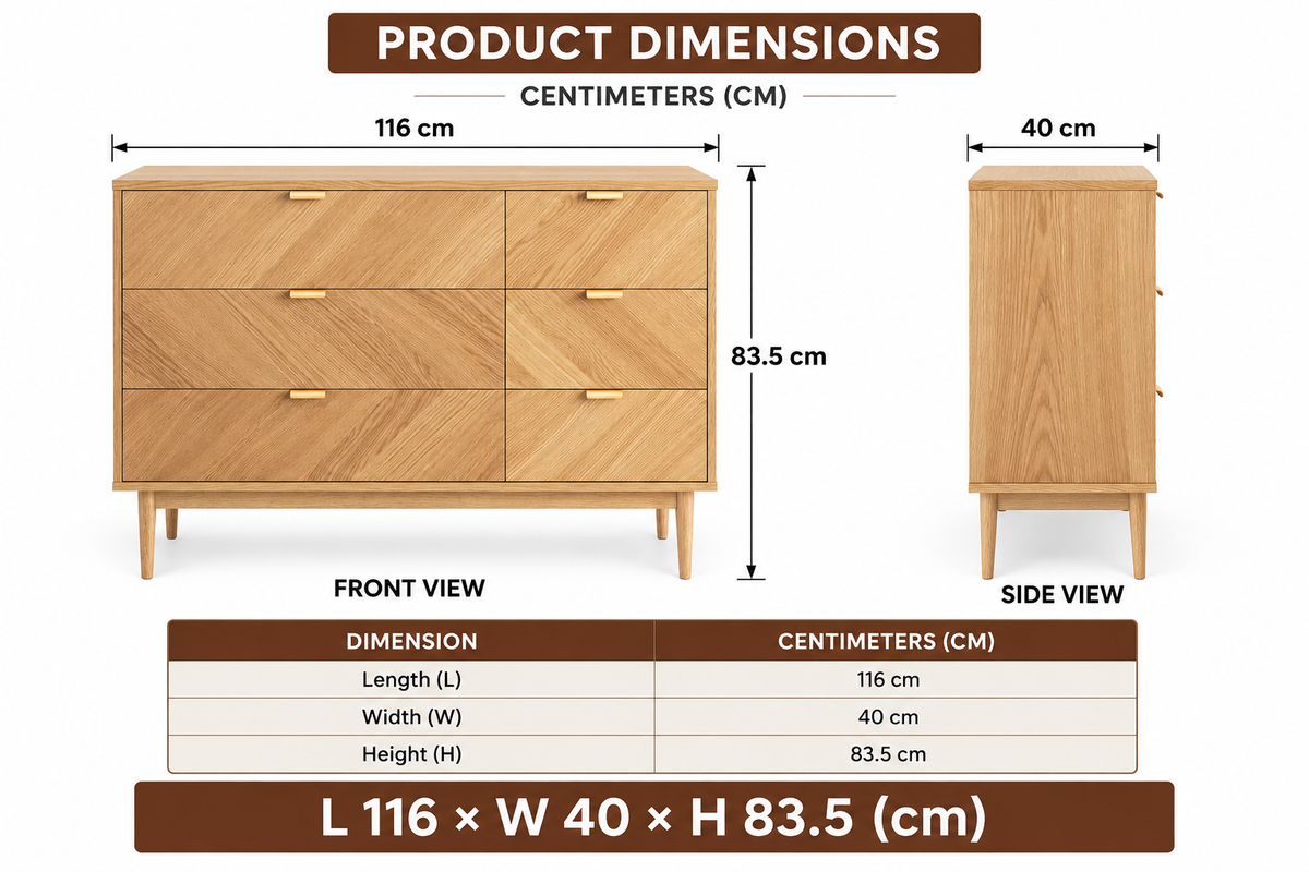 Wooden Chest of Drawer for Living Storage in Natural Finish