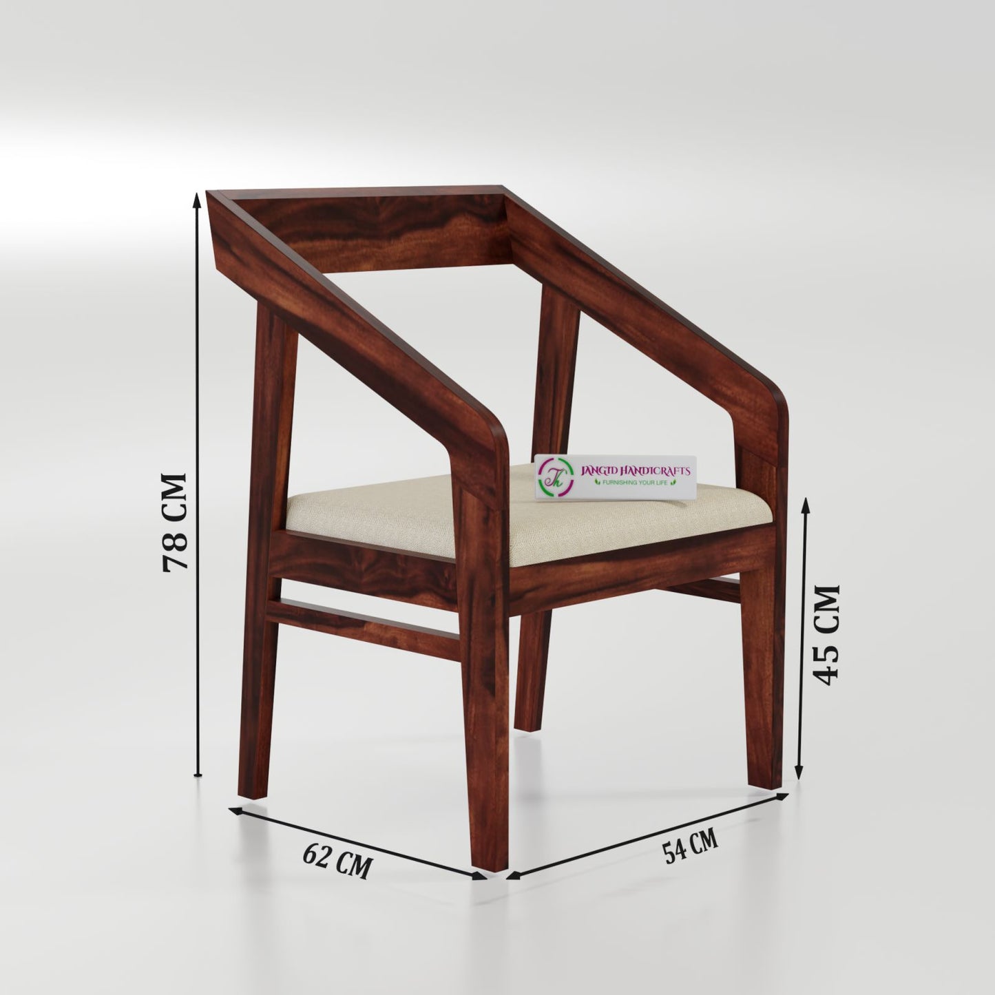 Solid Wood Dining Chair Set of 2 for Dining Room in Walnut Finish