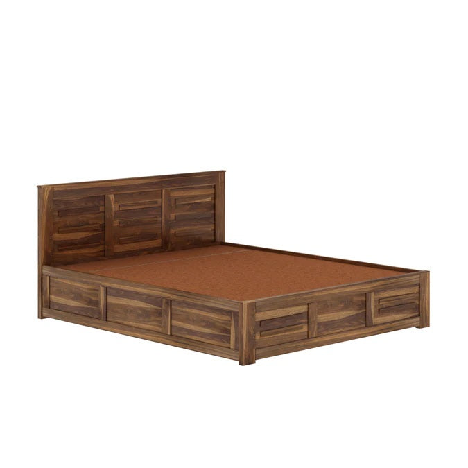 Solid Sheesham Wood King Size Bed with Hydraulic Storage