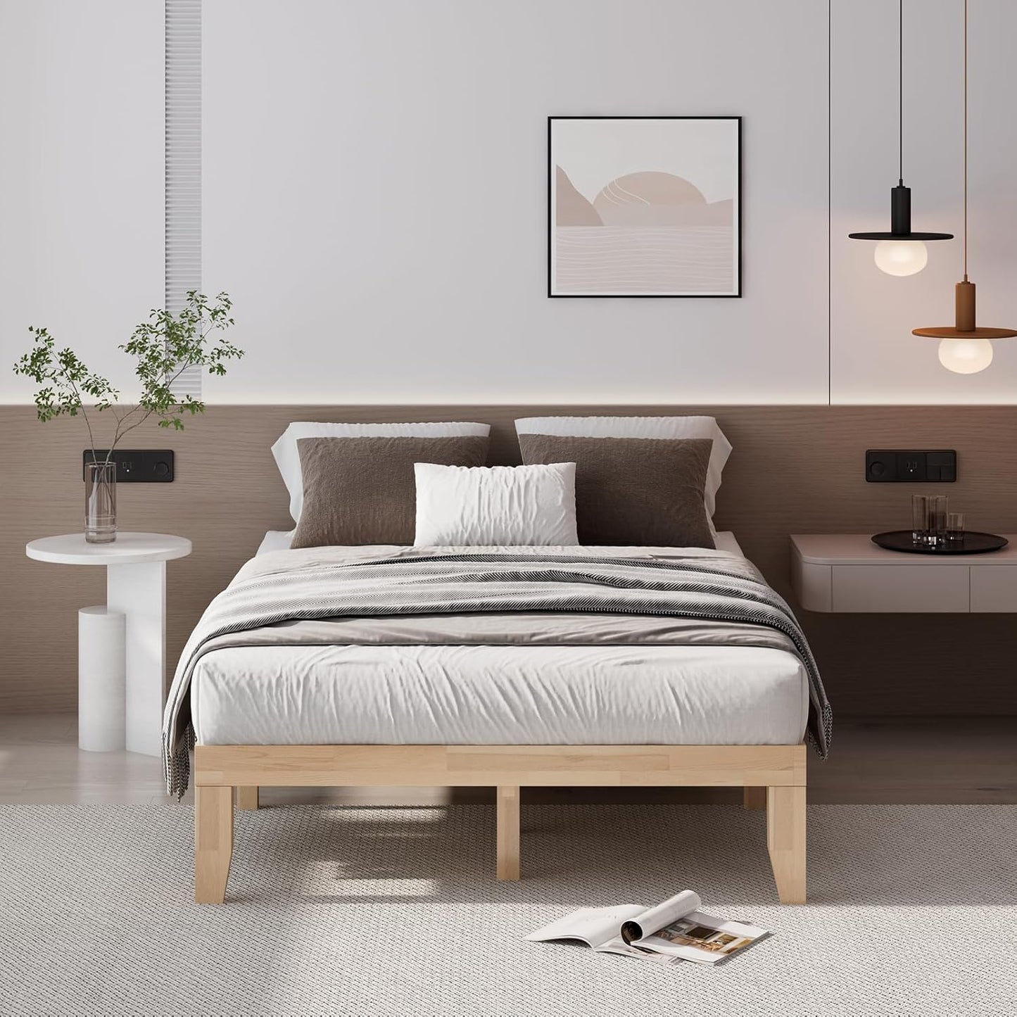 Solid Wood Platform Bed Frame with Slats