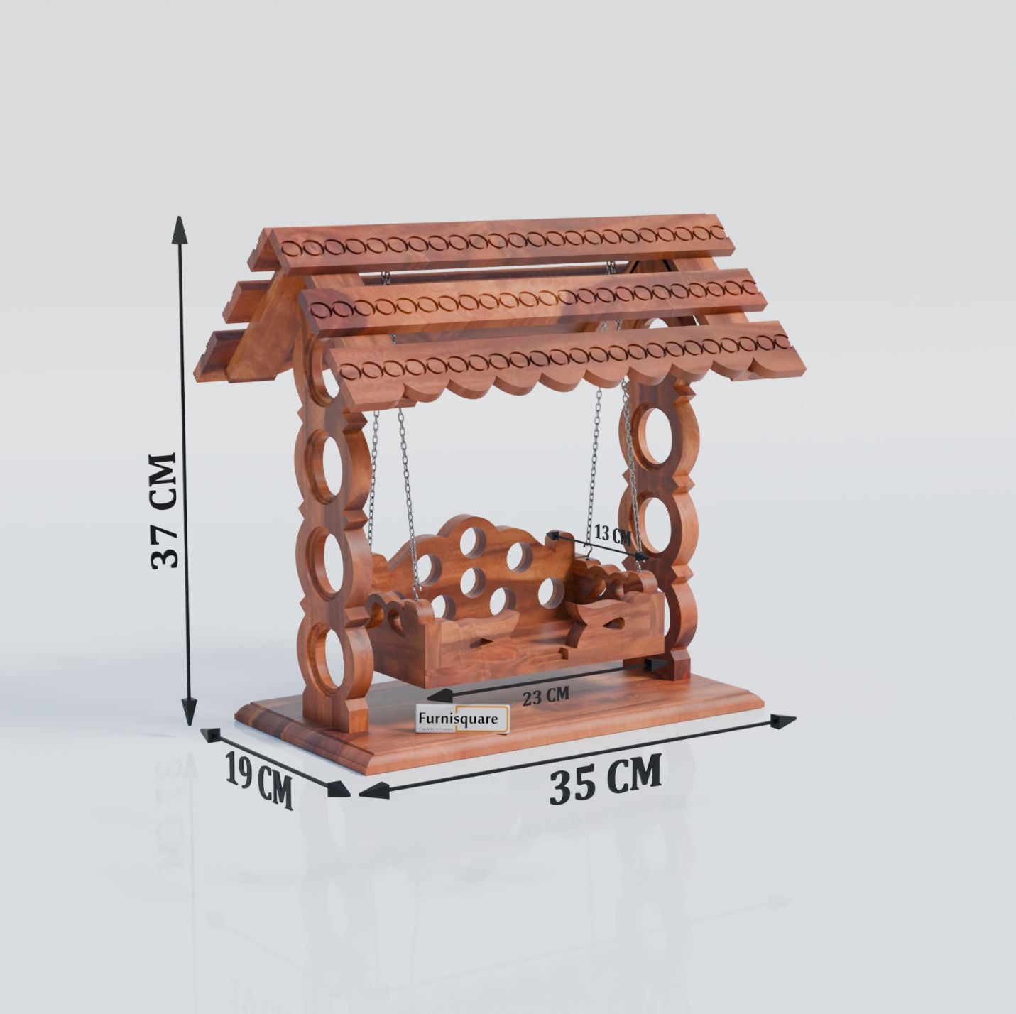 Wooden Jhula for Lord Krishna in Natural Finish