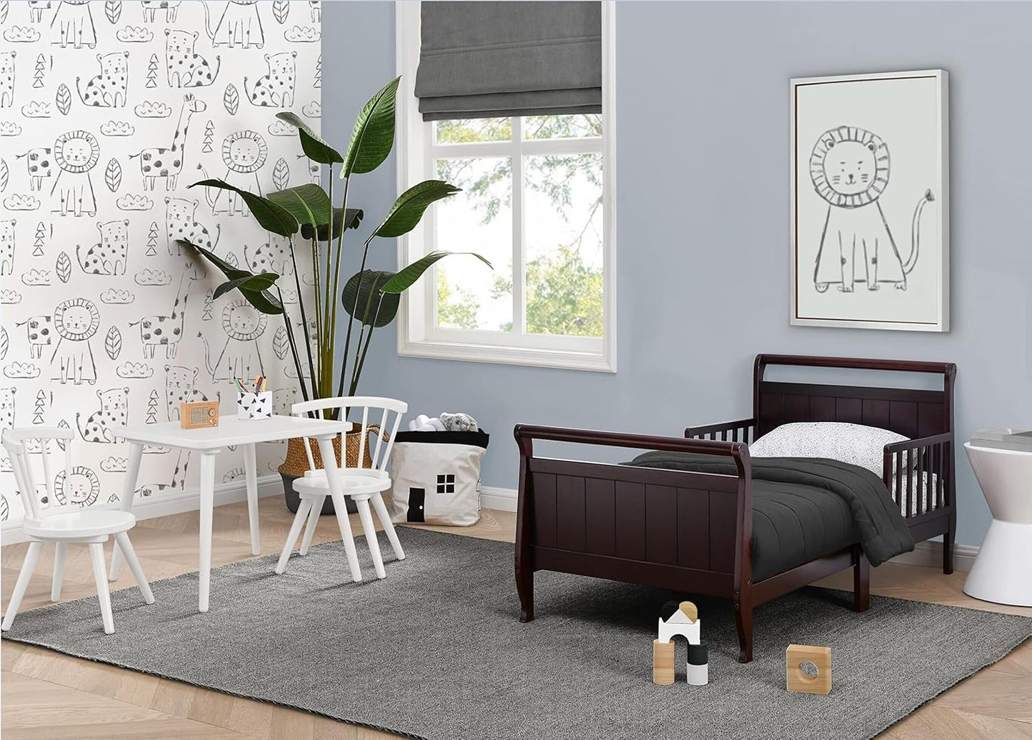 Solid Wood Single Bed without Storage in Walnut Finish