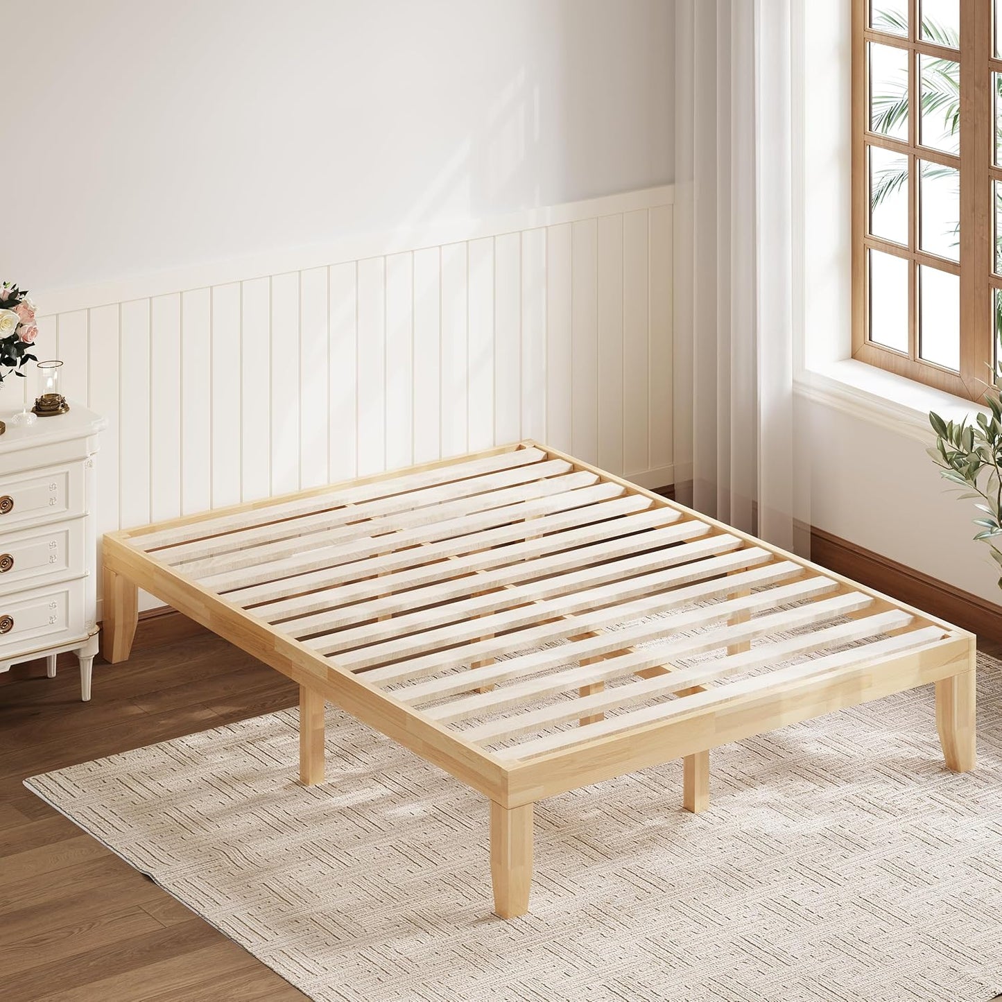 Solid Wood Platform Bed Frame with Slats