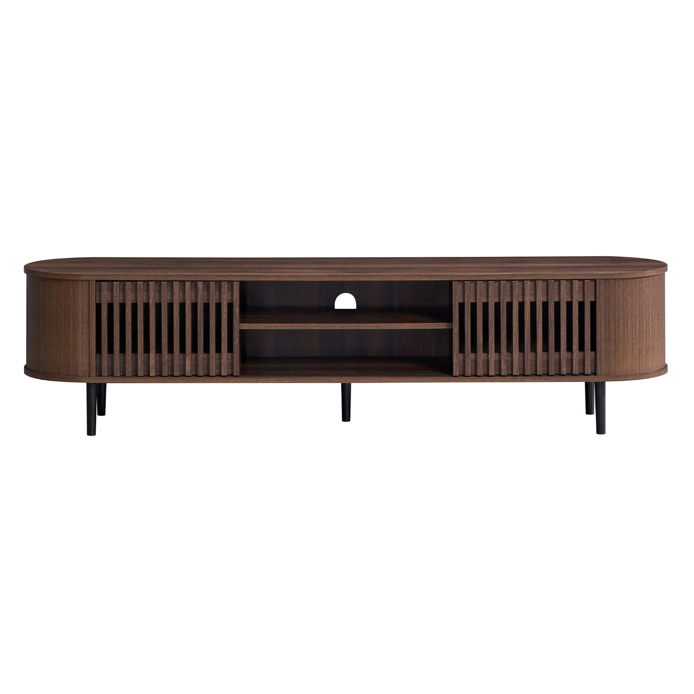 Solid Wood TV Cabinet for Entertainment Space in Walnut Finish