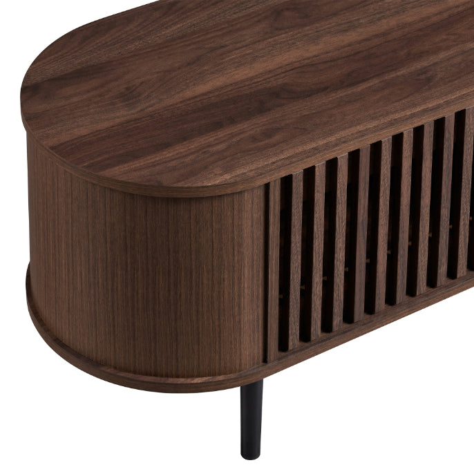Solid Wood TV Cabinet for Entertainment Space in Walnut Finish
