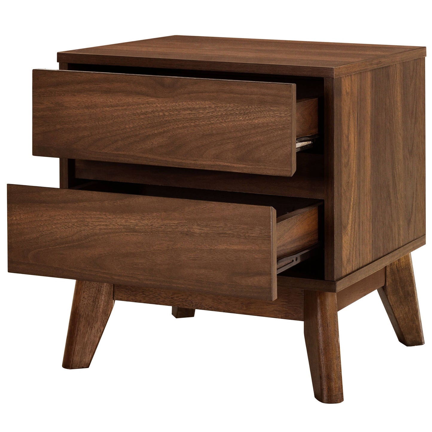 Wooden Bedside Table with Drawer in Walnut Finish