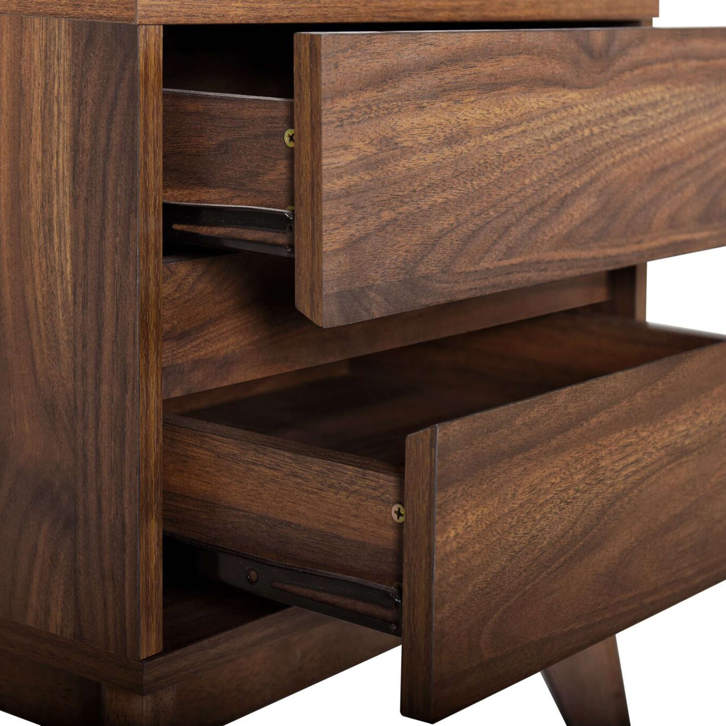 Wooden Bedside Table with Drawer in Walnut Finish