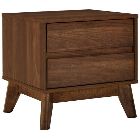 Wooden Bedside Table with Drawer in Walnut Finish