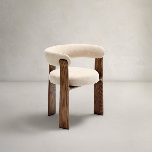 Wooden Upholstered Dining Chair in Walnut Finish