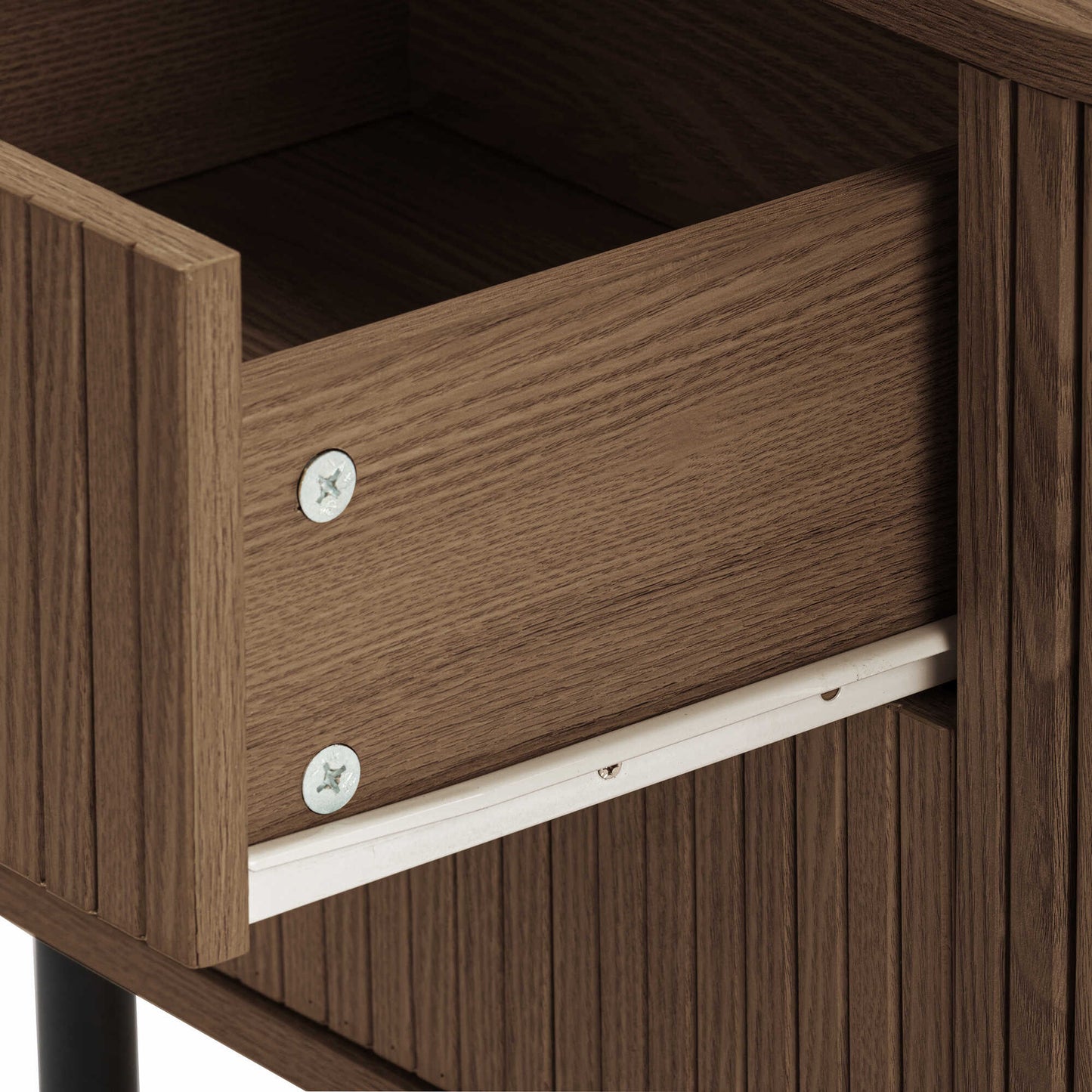Solid Wood Bedside Table with Drawers for Bedroom in Walnut Finish