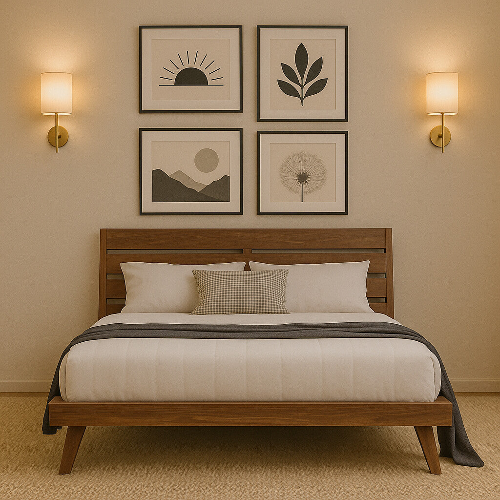 Solid Wood Queen Size Bed without Storage for Bedroom