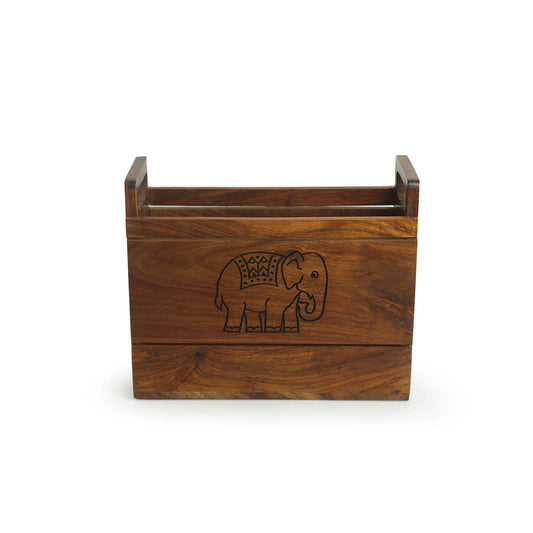 Wooden Hand Carved Magazine Stand