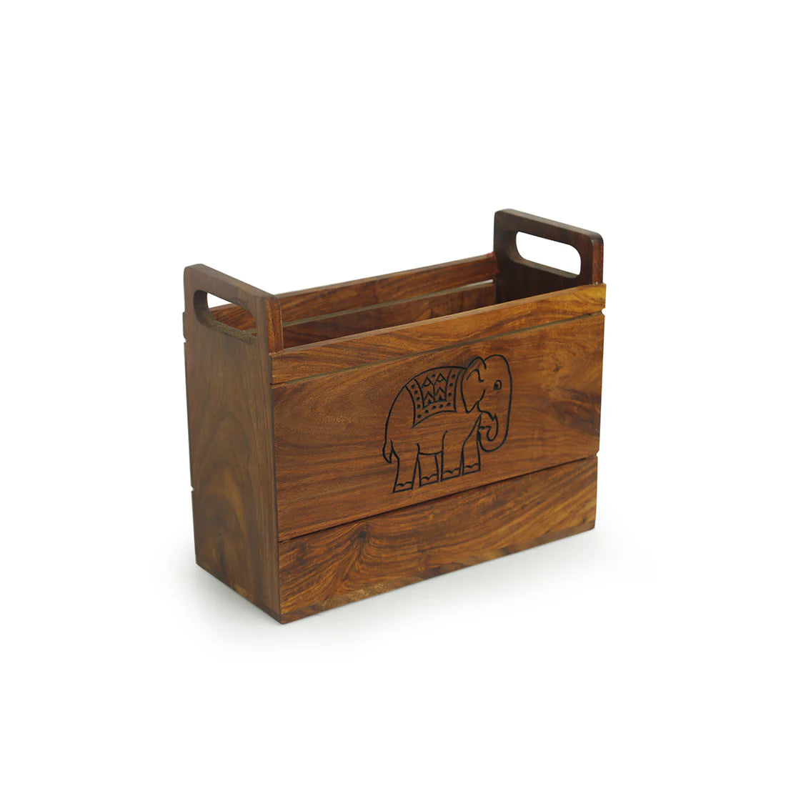 Wooden Hand Carved Magazine Stand