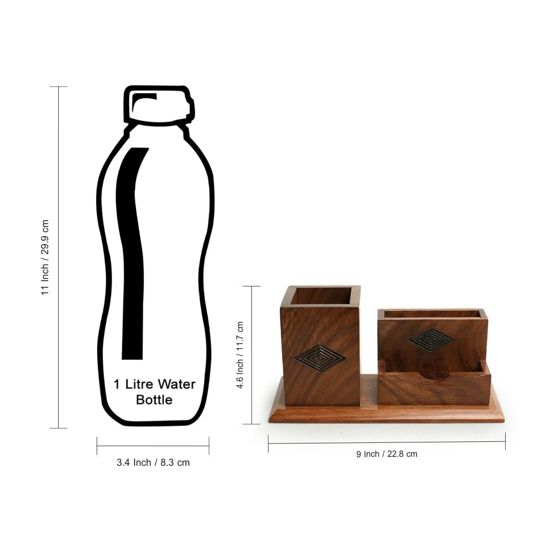 Sheesham Wood Hand-Carved Table Stationery Organizer