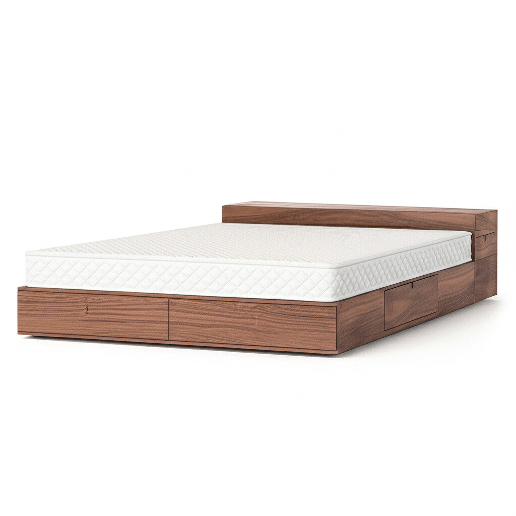 Solid Wood Queen Size Bed with Storage