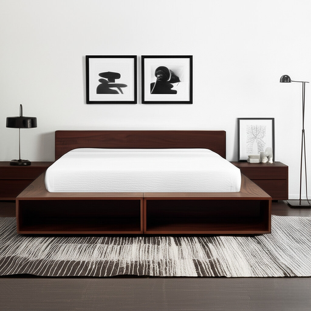 Solid Wood Queen Size Bed with Storage