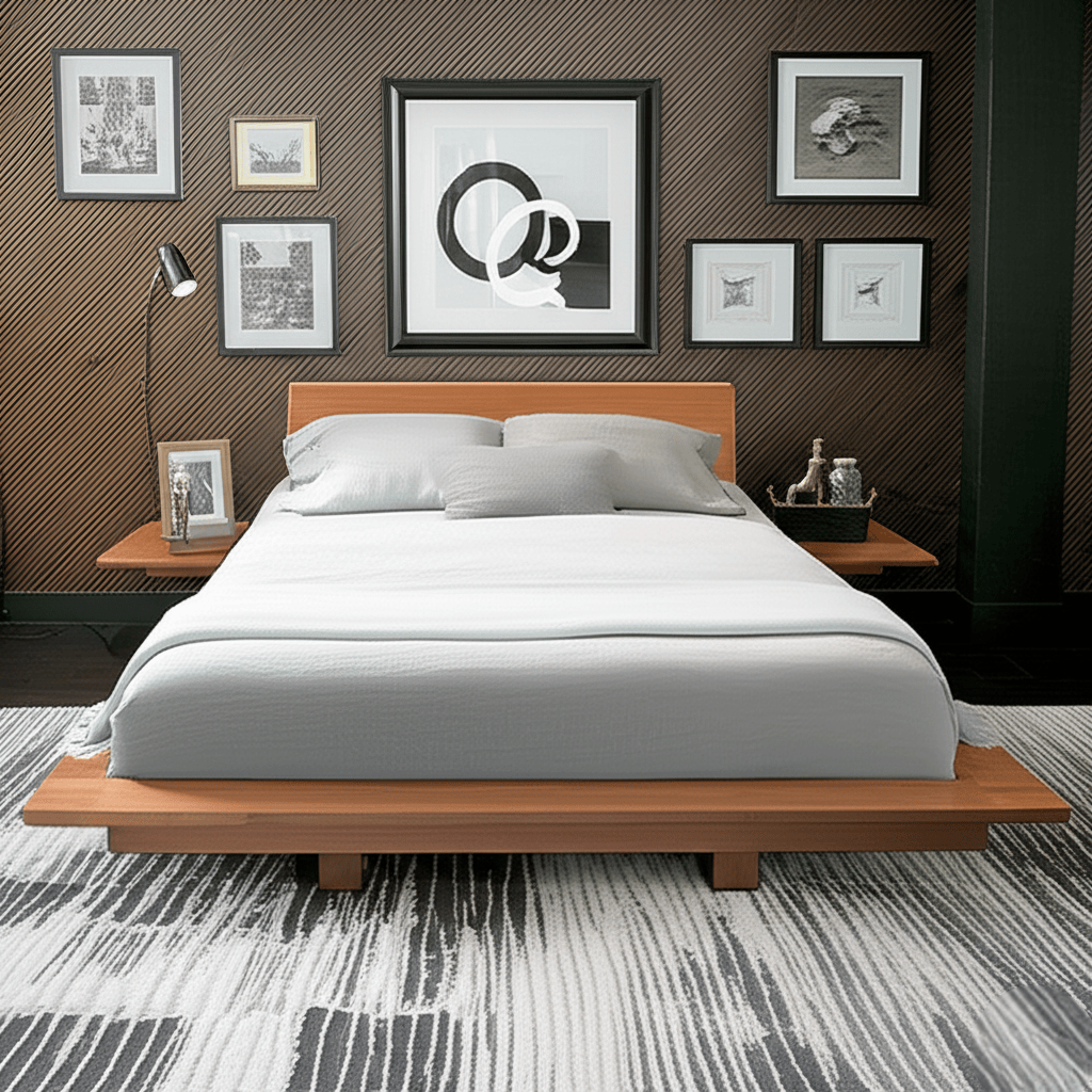 Wooden King Size Bed without Storage for Bedroom