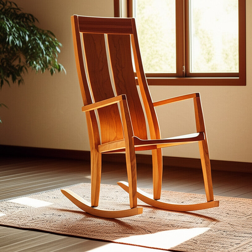 Wooden Rocking Chair with Curved Back Panels