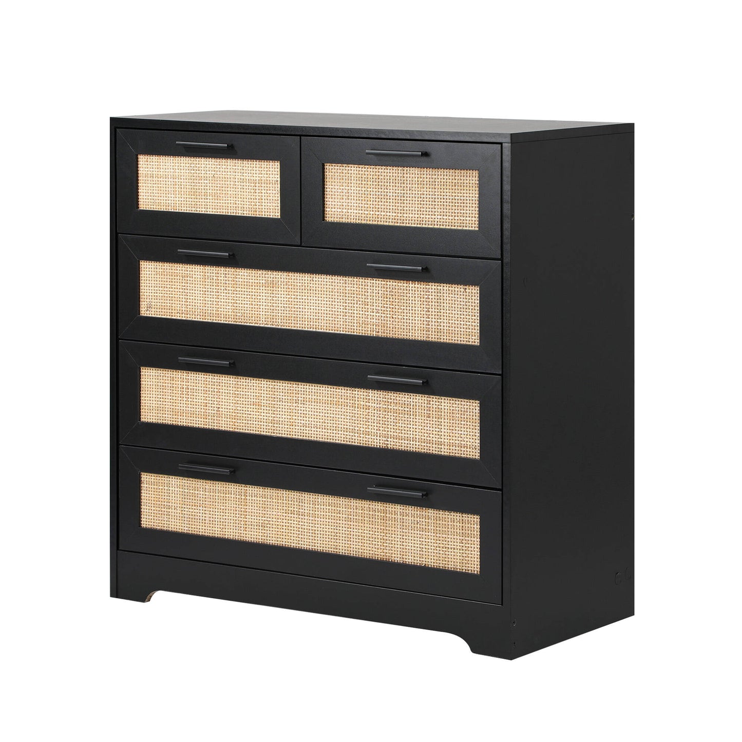Solid Wood Chest of Drawer for Living Storage in Black Finish