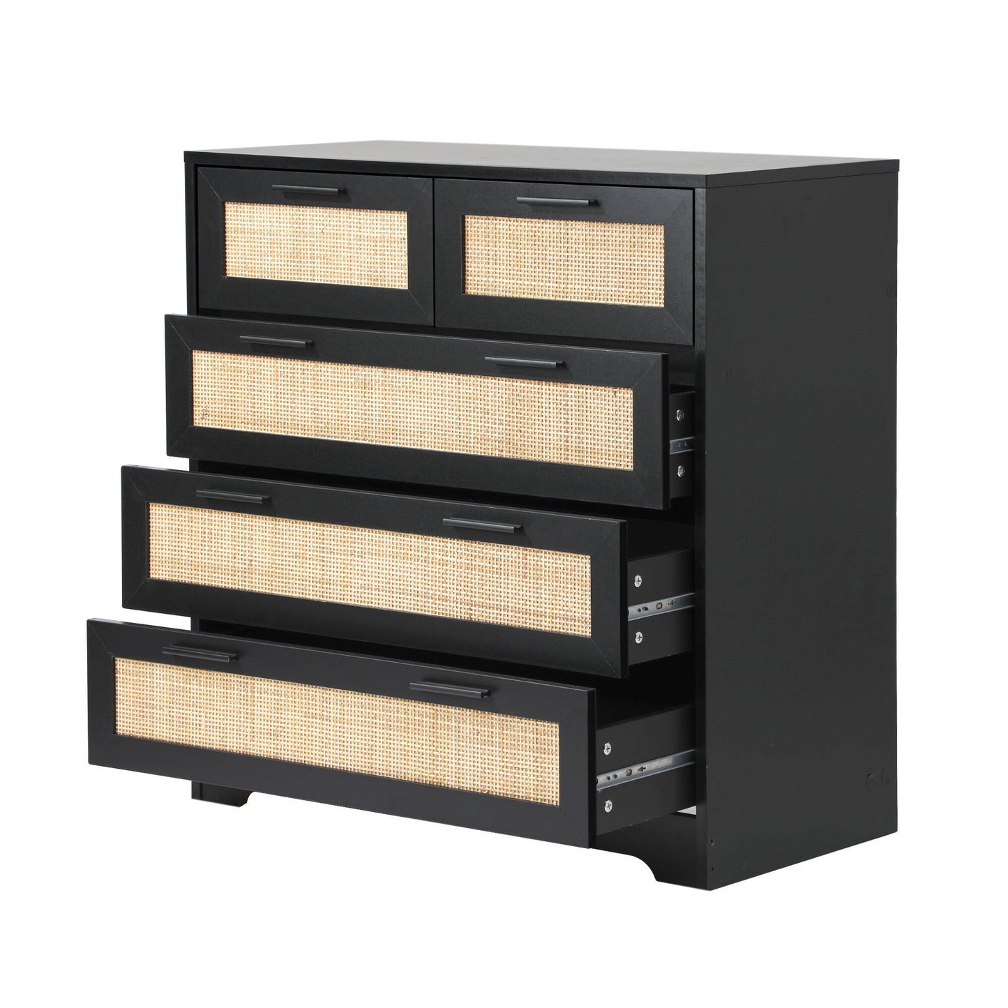 Solid Wood Chest of Drawer for Living Storage in Black Finish