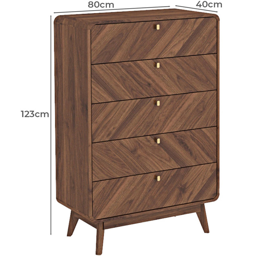 Wooden Chest of Drawer for Living Storage in Natural Finish