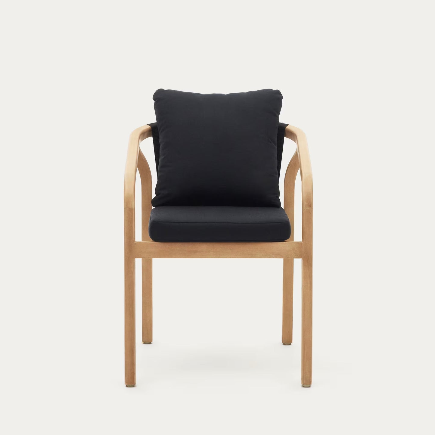 Wooden Dining Chair with Black Cushions